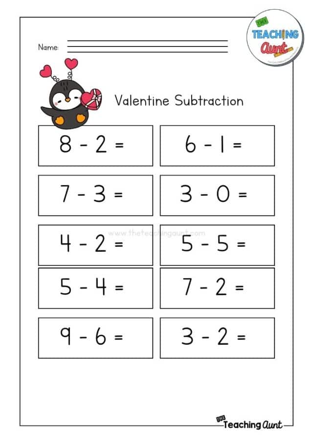 Valentine’s Day Math Worksheets - The Teaching Aunt