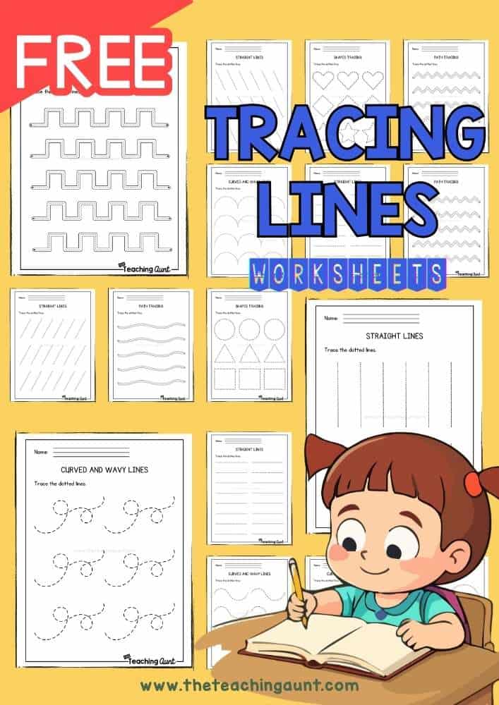 Free tracing lines worksheets for preschool and kindergarten pre-writing skills