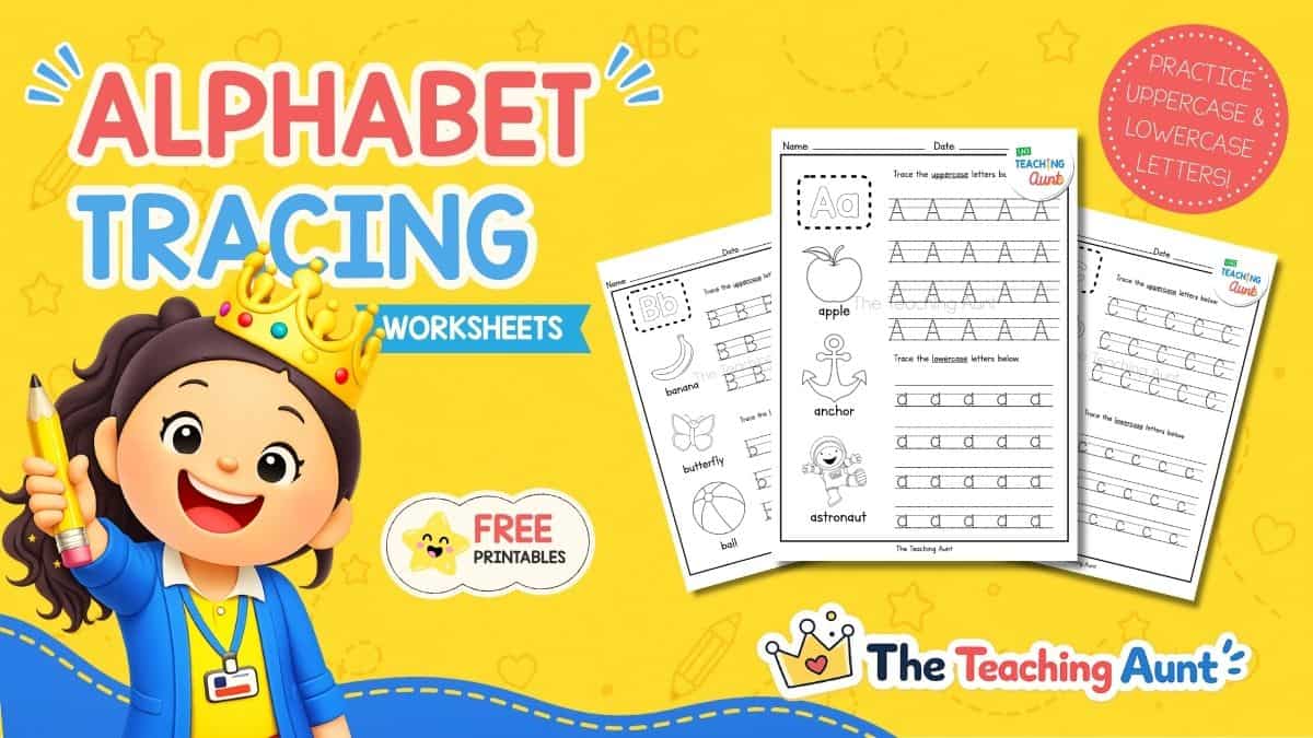 Alphabet tracing worksheets for preschool with uppercase and lowercase letter tracing practice