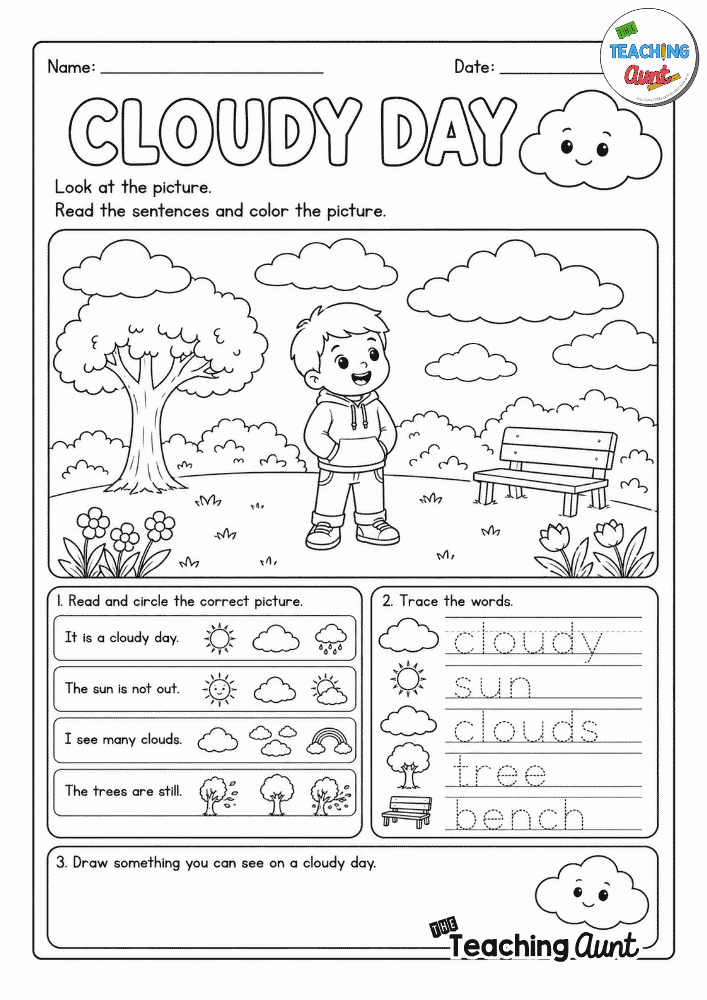 Cloudy Day Worksheet for Preschool
