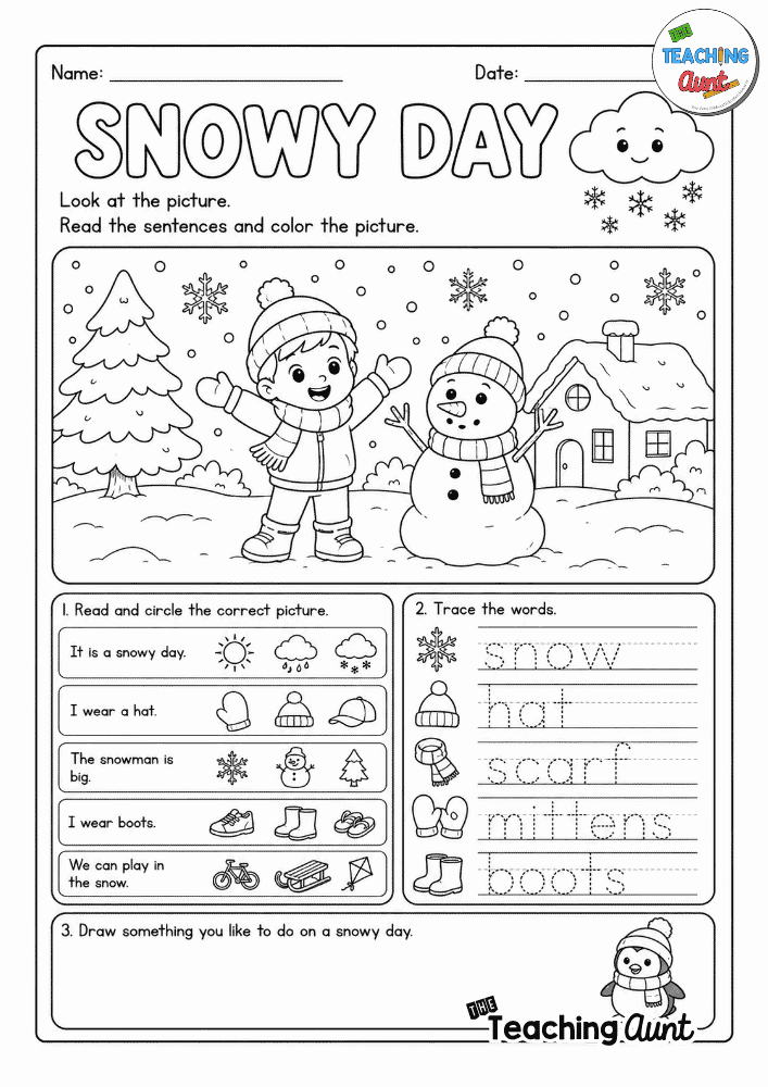 Snowy Day Worksheet for Preschool