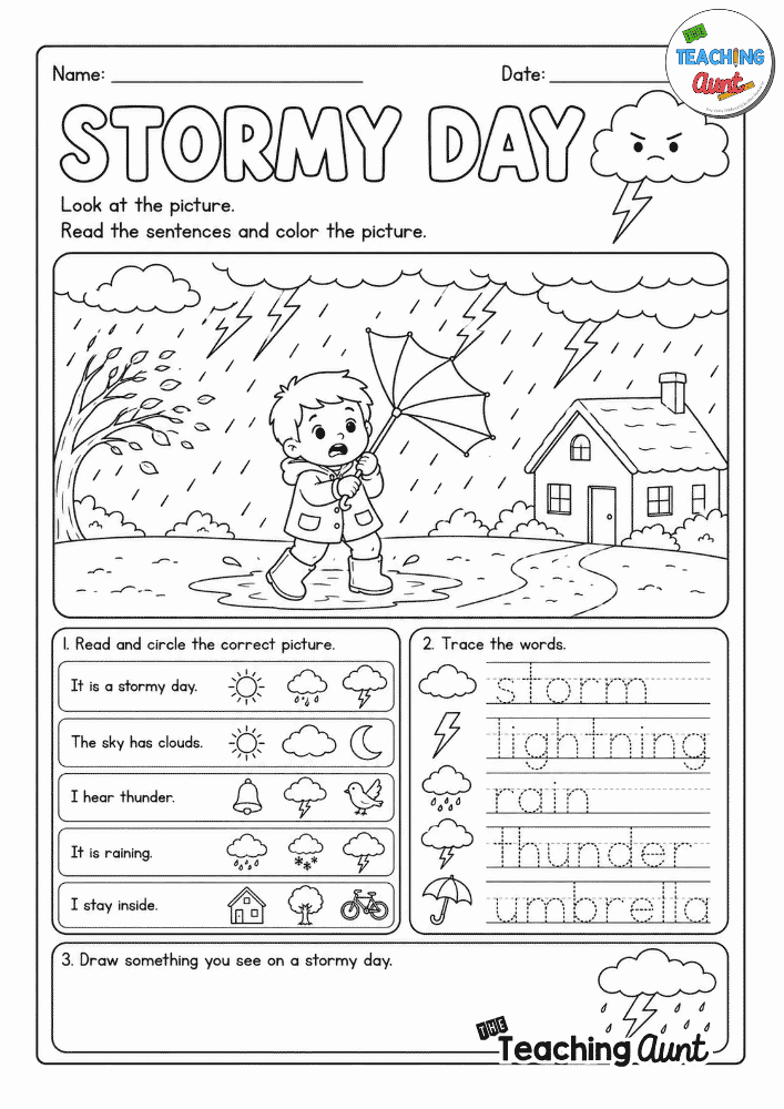 Stormy Day Worksheet for Preschool