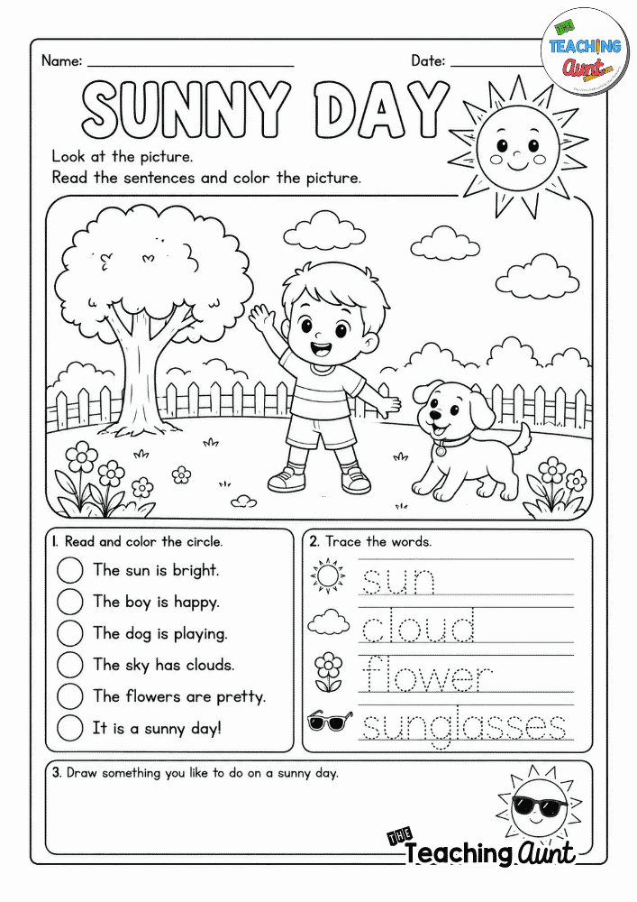 Sunny Day Worksheet for Preschool