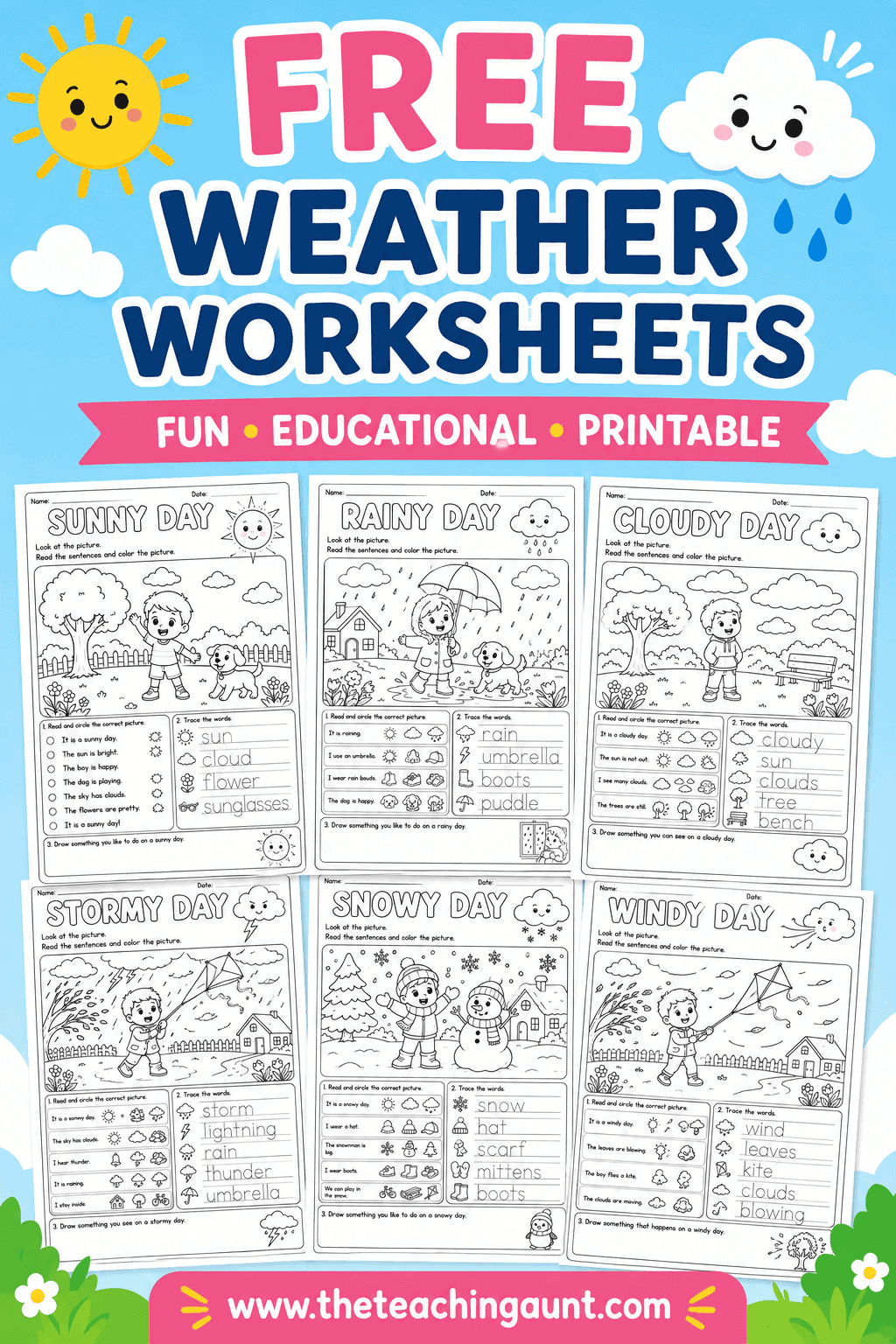 free weather worksheets for preschool and kindergarten